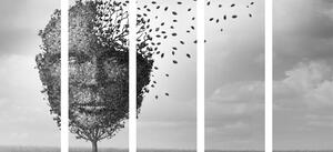 5-częściowy obraz abstrakcyjna twarz w formie drzewa