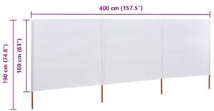 Parawan 3-skrzydłowy z tkaniny, 400x160 cm, piaskowy biały