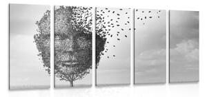 5-częściowy obraz abstrakcyjna twarz w formie drzewa