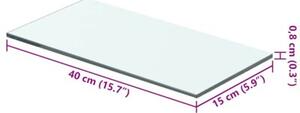 Półki, 2 szt., szklany, przezroczysty panel, 40 x 15 cm