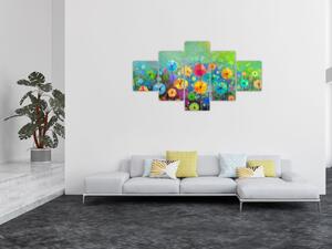 Obraz - Abstrakcyjne kwiaty (125x70 cm)