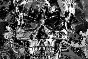 Obraz artystyczna czaszka w wersji czarno-białej