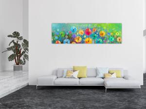Obraz - Abstrakcyjne kwiaty (170x50 cm)