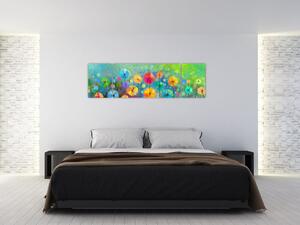 Obraz - Abstrakcyjne kwiaty (170x50 cm)