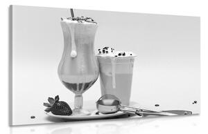 Obraz koktajl mleczny w wersji czarno-białej