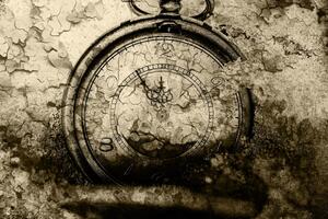 Obraz antyczny zegar w wersji sepia