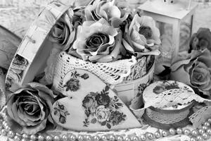 Obraz romantyczny styl vintage w wersji czarno-białej