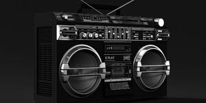 Obraz radio disco z lat 90-tych w wersji czarno-białej