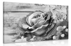 Obraz róża vintage w wersji czarno-białej