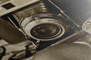 Obraz stary aparat fotograficzny w sepii