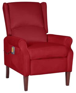 Rozkładany fotel masujący, winna czerwień, obity aksamitem