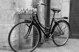 Obraz rustykalny rower w wersji czarno-białej