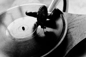 Obraz zabytkowy gramofon w wersji czarno-białej