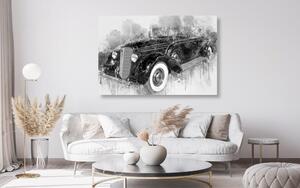 Obraz historyczny samochód retro w wersji czarno-białej