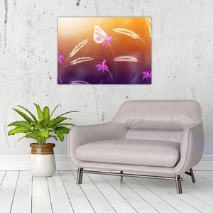 Obraz - Różowy motyl (70x50 cm)