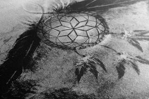 Obraz indiański łapacz snów w wersji czarno-białej