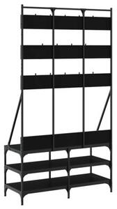 Wieszak na ubrania z miejscem na buty, czarny, 100x40x184 cm