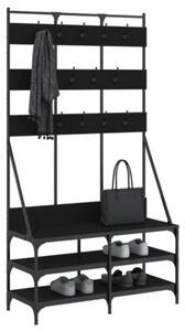Wieszak na ubrania z miejscem na buty, czarny, 100x40x184 cm