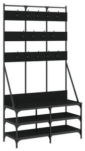 Wieszak na ubrania z miejscem na buty, czarny, 100x40x184 cm