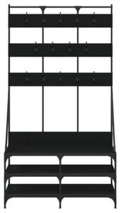 Wieszak na ubrania z miejscem na buty, czarny, 100x40x184 cm