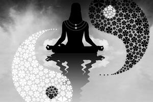Obraz joga Yin i Yang w wersji czarno-białej