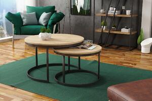 Okrągły stolik kawowy 2w1 Leo o średnicy 75 i 58 cm do salonu w nowoczesnym stylu