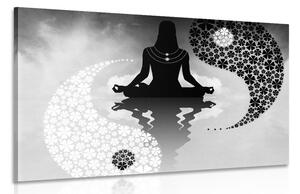 Obraz joga Yin i Yang w wersji czarno-białej