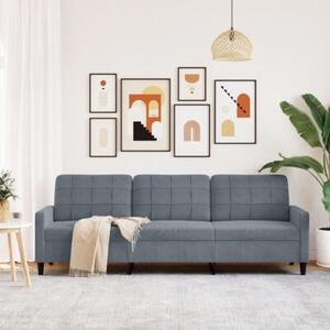 Sofa 3-osobowa, ciemnoszara, 210 cm, obita aksamitem