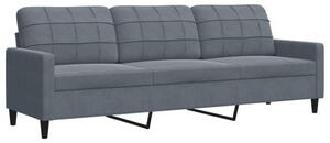 Sofa 3-osobowa, ciemnoszara, 210 cm, obita aksamitem
