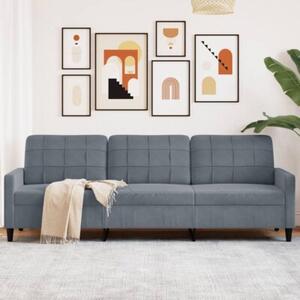 Sofa 3-osobowa, ciemnoszara, 210 cm, obita aksamitem