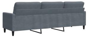 Sofa 3-osobowa, ciemnoszara, 210 cm, obita aksamitem