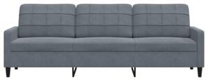 Sofa 3-osobowa, ciemnoszara, 210 cm, obita aksamitem
