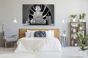 Obraz Budda z relaksującą martwą naturą w wersji czarno-białej