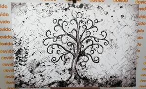 Obraz symbol drzewa życia w wersji czarno-białej