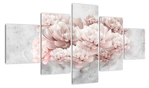 Obraz - Różowe kwiaty na ścianie (125x70 cm)