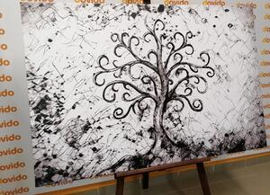 Obraz symbol drzewa życia w wersji czarno-białej