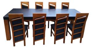 ZESTAW: Stół rozkładany SJ22 o wym. 200 x 100 cm + 2 x 50 cm i 8 krzeseł KJ95