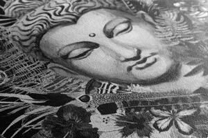 Obraz Budda na egzotycznym tle w wersji czarno-białej