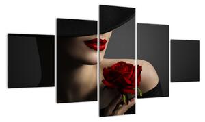 Obraz - Kobieta z różą (125x70 cm)