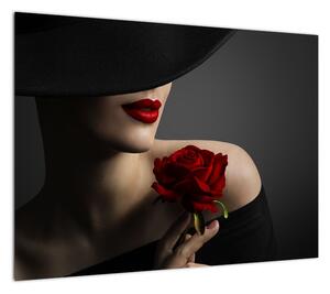 Obraz - Kobieta z różą (70x50 cm)