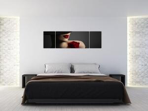 Obraz - Kobieta z różą (170x50 cm)