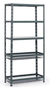Regał półkowy z koszami, 1954 x 900 x 400 mm, nośność 175 kg, 3 półki + 2 kosze