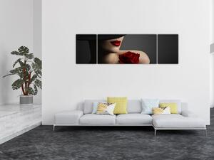 Obraz - Kobieta z różą (170x50 cm)