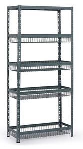 Regał półkowy z koszami, 1954 x 900 x 400 mm, nośność 175 kg, 1 półka + 4 kosze