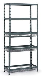 Regał półkowy z koszami, 1954 x 900 x 400 mm, nośność 175 kg, 2 półki + 3 kosze