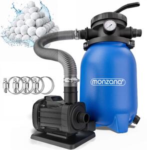 Filtr piaskowy do basenu AQUA z kulami filtrującymi 5 000 l/h, niebieska Monzana