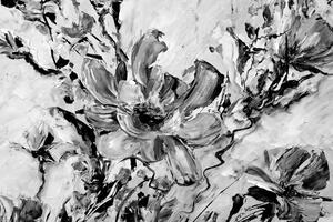 Obraz malowane kwiaty lata w wersji czarno-białej