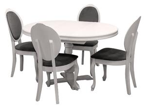 ZESTAW MEBLI: Stół okrągły Cezary 90 cm + wkładka 40 cm + 4 krzesła Wera