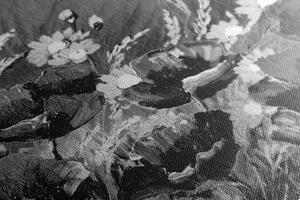 Obraz malowane maki polne w wersji czarno-białej