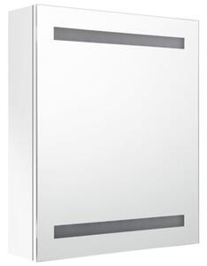 Szafka łazienkowa z lustrem i LED, lśniąca biel, 50x14x60 cm